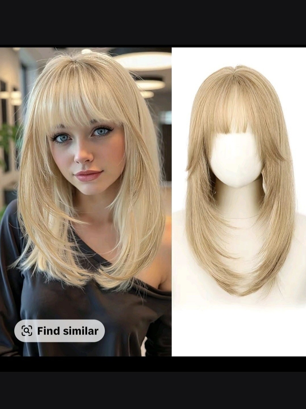 Blonde Layered Hair Topp with Bangs - Natural Light Blonde